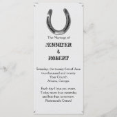 Zilver Hoefijzer op wit bruiloft programma (Voorkant)