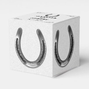 Zilver Hoefijzer op witte bruiloft gunst doos Bedankdoosjes
