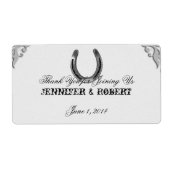 Zilver Hoefijzer op witte waterflesetiket Etiket (Voorkant)