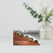 Zilver Hout Diagonaal Goud Handyman Gereedschap Visitekaartje (Staand voorkant)