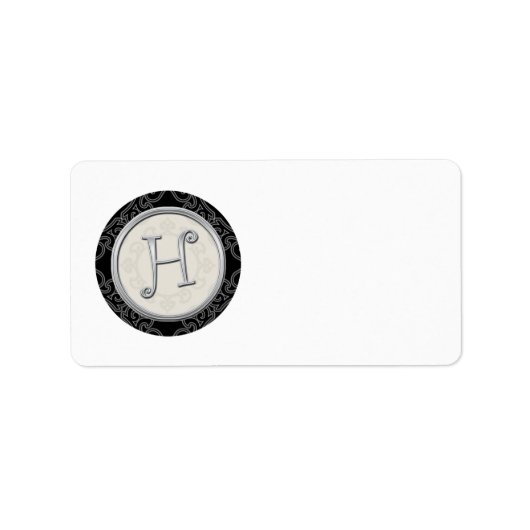 Zilver Initiaal H Monogrammed Adresetiketten Etiket (Voorkant)