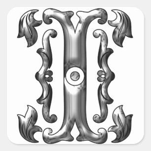 Zilver Initiaal I Hoofdletter Sticker