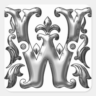 Zilver Initiaal W Sticker