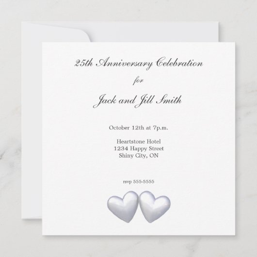 Zilver Jubileum Hearts Kaart (Achterkant)