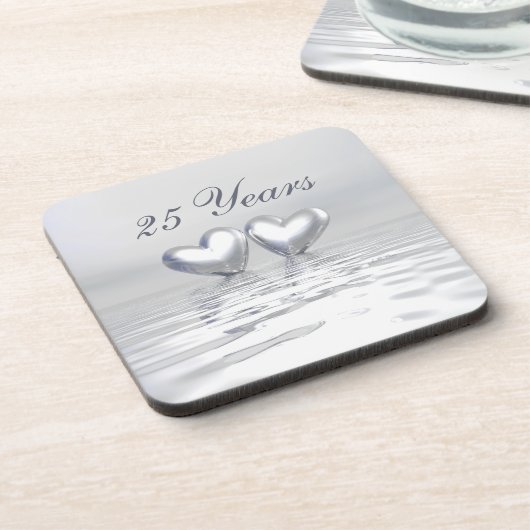 Zilver Jubileum Hearts Onderzetter (Linkerzijde)