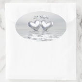 Zilver Jubileum Hearts Ovale Sticker (Tas)