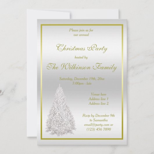 Zilver kerstboomfeest kaart (Voorkant)