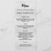 Zilver kerstfeest dinermenu menu (Voorkant)