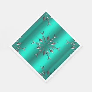 Zilver kerstster op Blauwgroen Servet