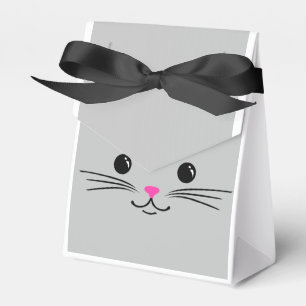 Zilver Kitty Cute Animal Face Design Bedankdoosjes