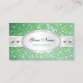 Zilver Licht Emerald Groen Glitter Juwelen Designe Visitekaartje (Voorkant)
