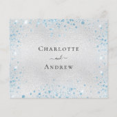 Zilver lichtblauwe glitter budget bruiloft RSVP Flyer (Achterkant)
