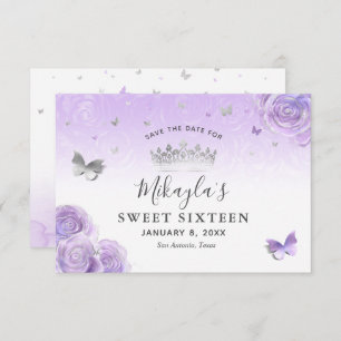 Zilver Lichte Paarse Rozen Elegant Save The Date