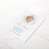 Zilver Lijst Blauw Bow doop Folie dank u kaart (Gedraaid)