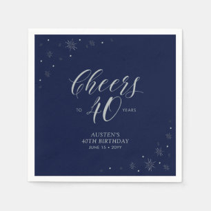 Zilver & Marineblauw Gefeliciteerd 40e Verjaardags Servet