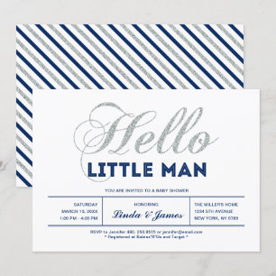 Zilver, Marineblauw Moderne typografie jongens b Kaart