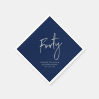 Zilver & Marineblauw Veertig 40ste Verjaardagsfees