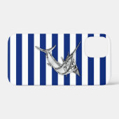 Zilver marlijn zwaardvis op marinestrepen Case-Mate iPhone case (Achterkant (horizontaal))