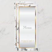 Zilver Marmer, Goud en Wit Satijn - Menu (Voorkant / Achterkant)