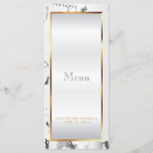 Zilver Marmer, Goud en Wit Satijn - Menu (Voorkant)
