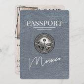 Zilver Marokko Paspoort Bewaar de datum Save The Date (Voorkant / Achterkant)