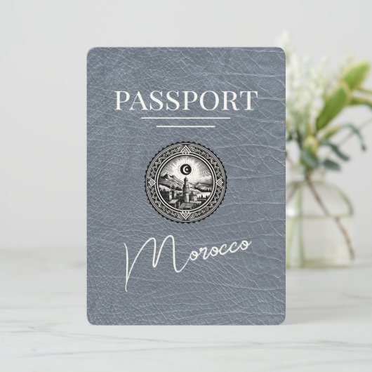 Zilver Marokko Paspoort Bewaar de datum Save The Date (Staand voorkant)
