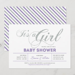 Zilver Meisje, Moderne Typografie Baby Shower Kaart