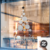 Zilver Merry Kerstmis Stars Holiday Raamsticker (Cafe Raam)