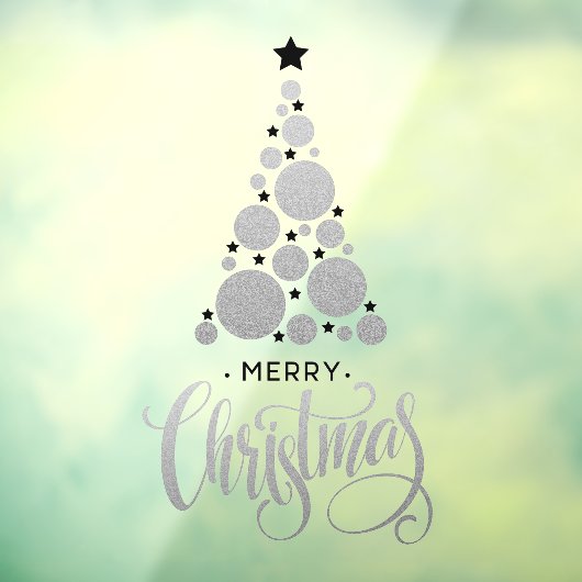 Zilver Merry Kerstmis Stars Holiday Raamsticker (Vel 3)