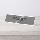 Zilver Metaal Effect, Professioneel Bureau Naambordje (Voorkant)