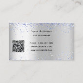Zilver metaal lichtblauw QR-code Visitekaartje (Achterkant)