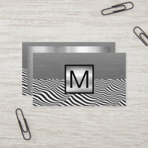 Zilver Metaal Monogram Zakelijke Kaart Visitekaartje