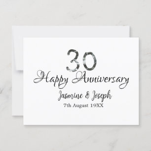 Zilver Metaalachtig 30e gelukkig jubileum naam toe Briefkaart