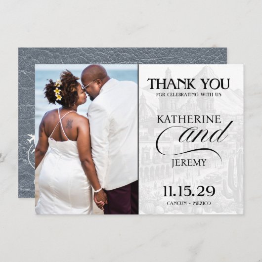 Zilver Mexicaans paspoort Bedankkaart (Voorkant / Achterkant)