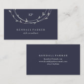 Zilver Minimale Moderne Circles op Midnight Blue Visitekaartje (Voorkant / Achterkant)