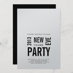 Zilver Modern 2013 New Years Eve Party Invitation Kaart