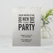 Zilver Moderne Nieuwe Jaren Eve Partij nodigt uit Kaart (Staand voorkant)