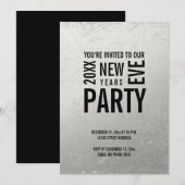 Zilver Moderne Nieuwe Jaren Eve Partij nodigt uit Kaart (Voorkant / Achterkant)