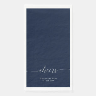Zilver & Navy Elegant Schrift Cheers Feestfeest Servet