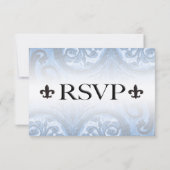 Zilver/Navy "iron fleur de lis" RSVP INVITATIE (Achterkant)