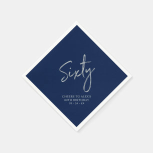 Zilver & Navy Sixty Moderne 60e Verjaardagsfeestje Servet