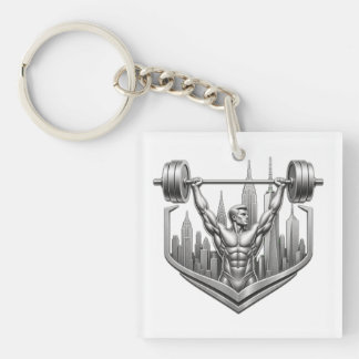 Zilver NYC Bodybuilder Logo - Metallic New York St Sleutelhanger
