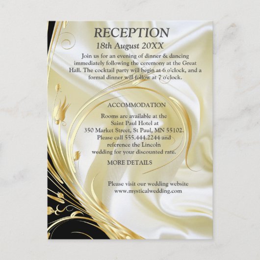 Zilver of Goud Abstract bloemen op - Zijde Aankondigingskaart (Voorkant)