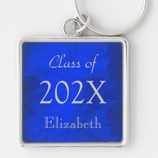 Zilver op blauw Afstuderen Sleutelhanger (Voorkant)