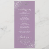 zilver op lavendel eenvoudige elegante bruiloft programma (Achterkant)