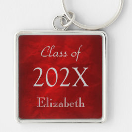 Zilver op rood Afstuderen Sleutelhanger