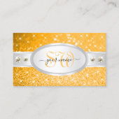 Zilver Oranje Glitter Sparkle Diamonds Initialen Visitekaartje (Voorkant)