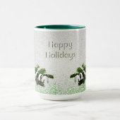 Zilver Ornament Wit Lint Kerst Mok (Midden)