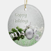 Zilver Ornament Wit Lint Kerstornament (Links)