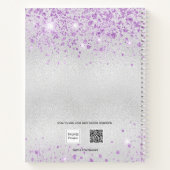Zilver paars glitter-monogram metaal notitieboek (Achterkant)